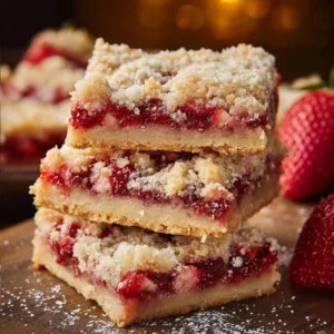 Delicious homemade Strawberry Shortcake Bars topped with fresh strawberries