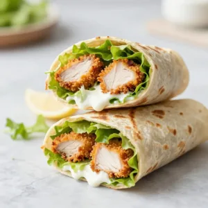 Delicious crispy chicken caesar wraps ready to enjoy for lunch or dinner.