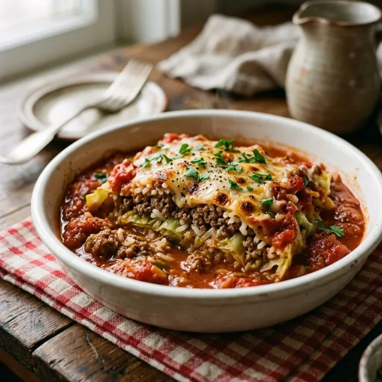 Delicious Crockpot Cabbage Roll Casserole served in a bowl