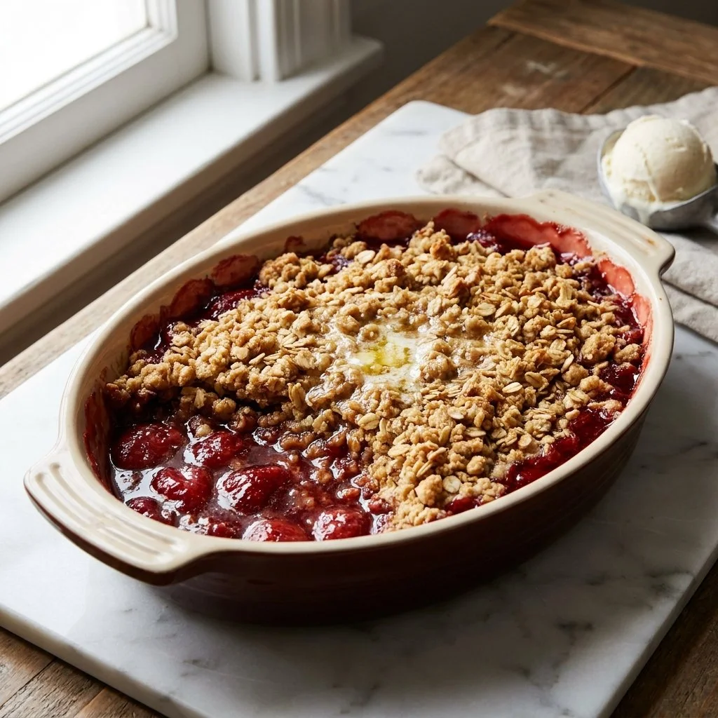 Easy Balsamic Strawberry Crisp