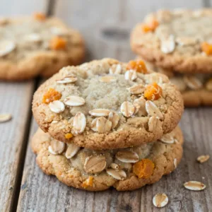 Delicious brown butter butterscotch oatmeal cookies on a plate