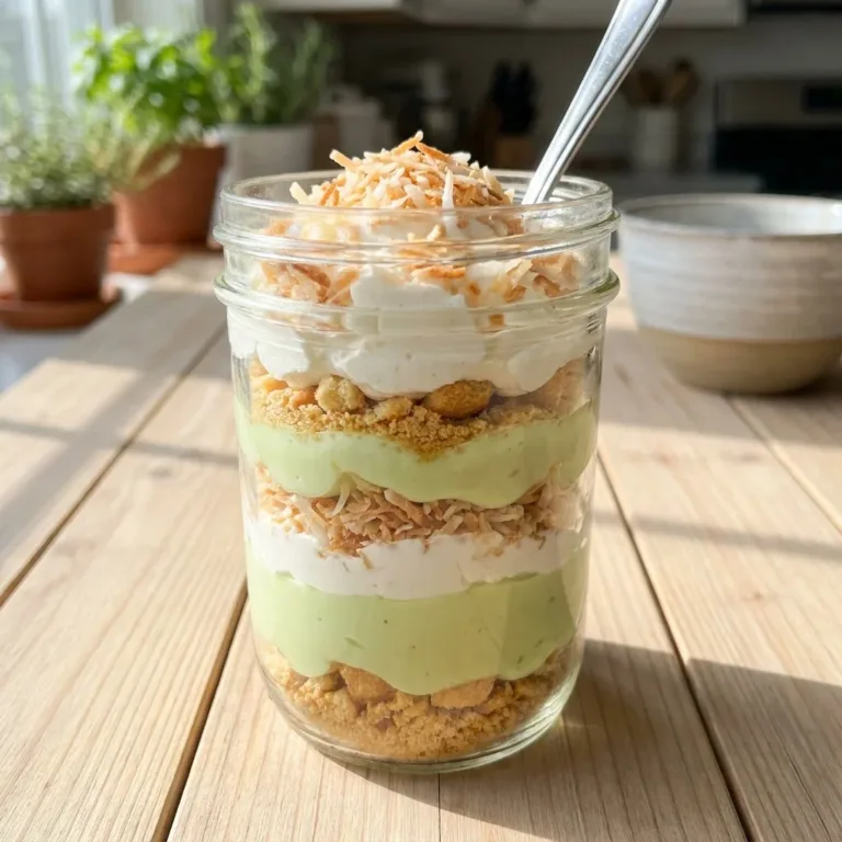 Delicious key lime coconut parfait layered in a glass for summer BBQ treats