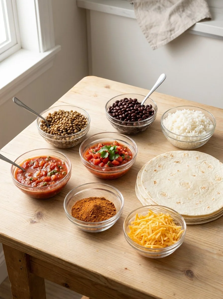 Easy Lentil and Bean Burritos