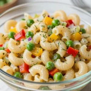 Delicious bowl of easy macaroni salad for cozy weeknights