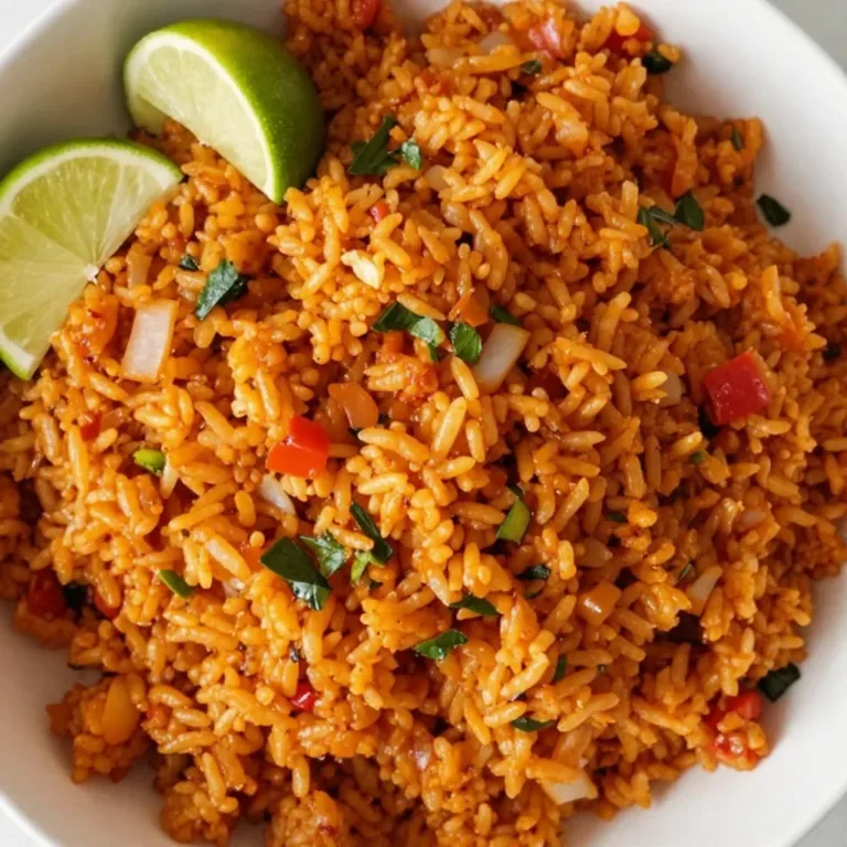 Delicious bowl of homemade easy Mexican rice garnished with cilantro.