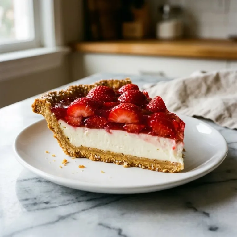 Easy no bake strawberry pretzel pie with layers of cream and fresh strawberries