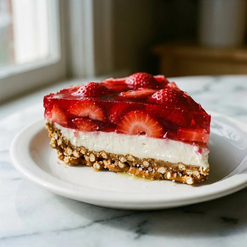 Easy No Bake Strawberry Pretzel Pie