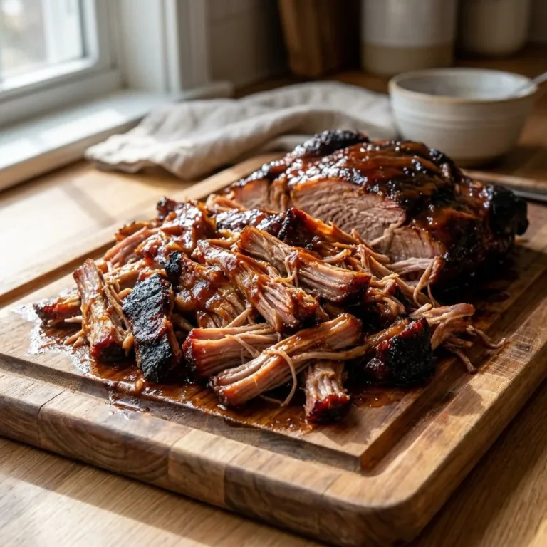 Delicious smoked pulled pork served at a family cookout