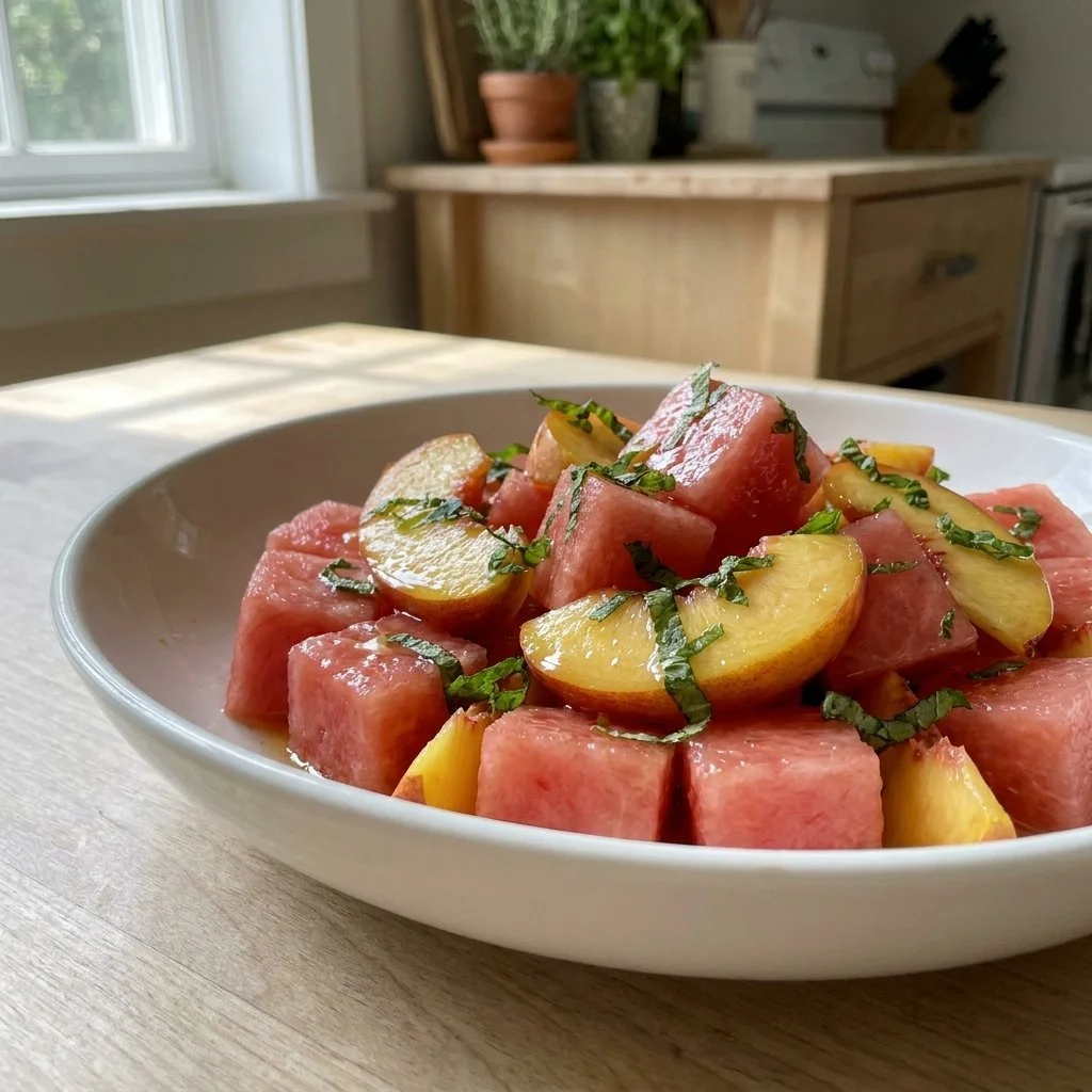 Easy Watermelon and Peach Salad for Refreshing Sweet Treats