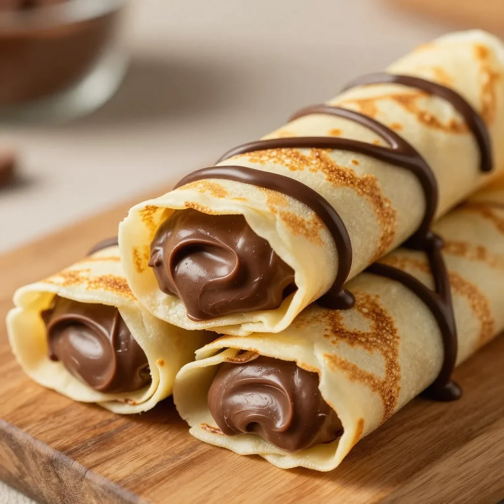 handmade chocolate-filled rolled crêpes