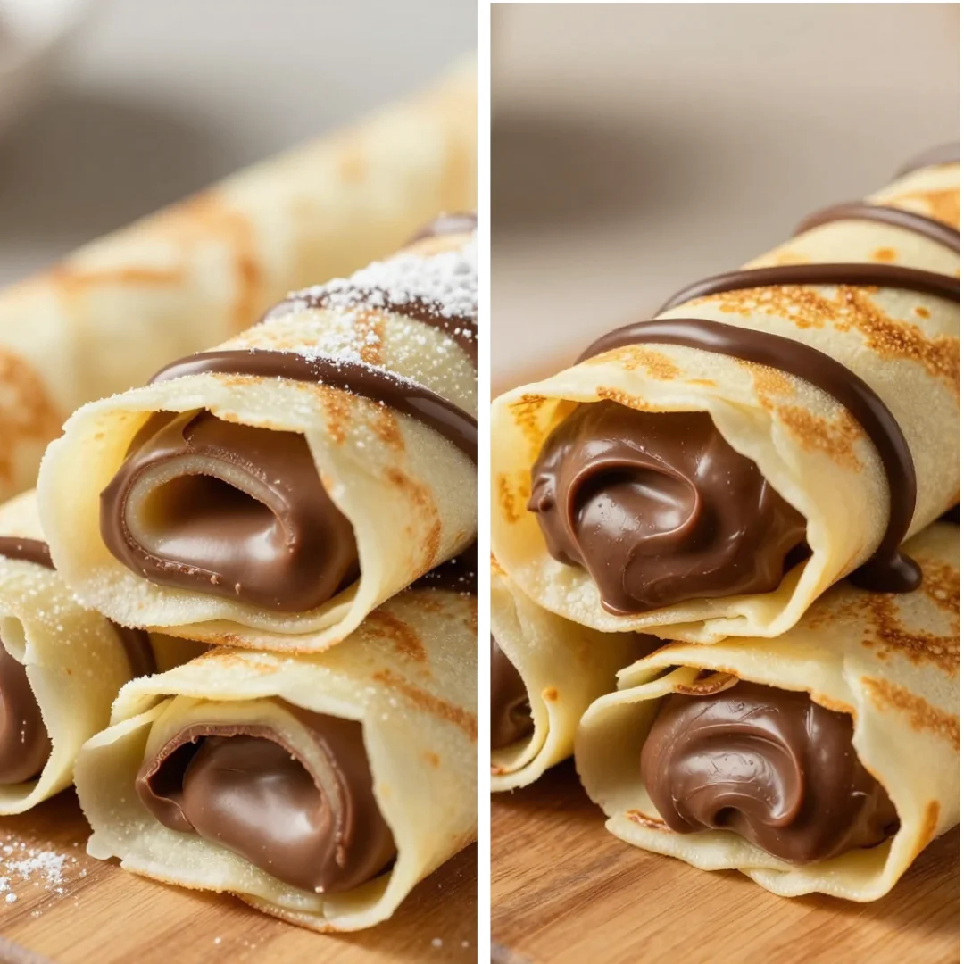 Handmade Chocolate-Filled Rolled Crêpes Comfort