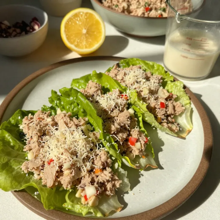 Healthy chicken Caesar lettuce wraps filled with grilled chicken and fresh vegetables