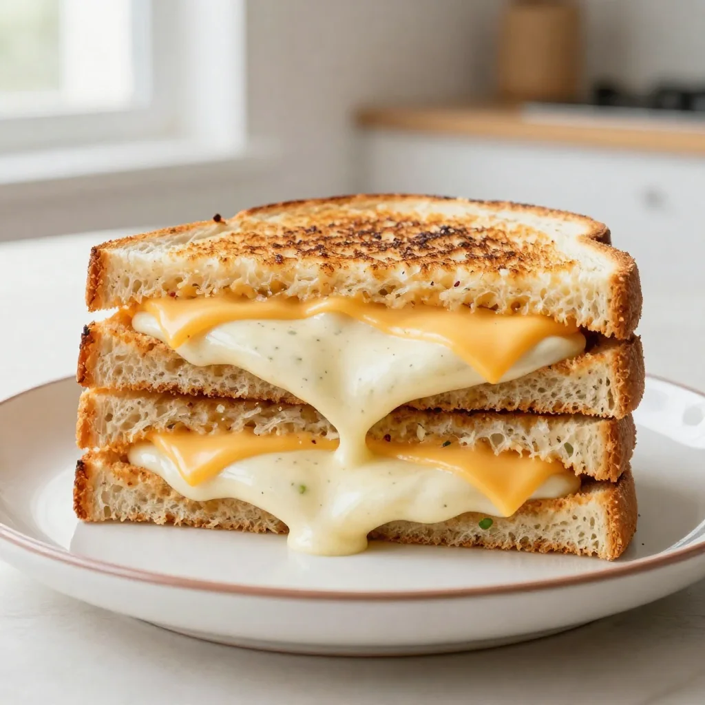 Creamy Garlic Bread Grilled Cheese