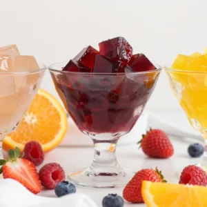 A colorful bowl of healthy homemade jello made with natural ingredients.