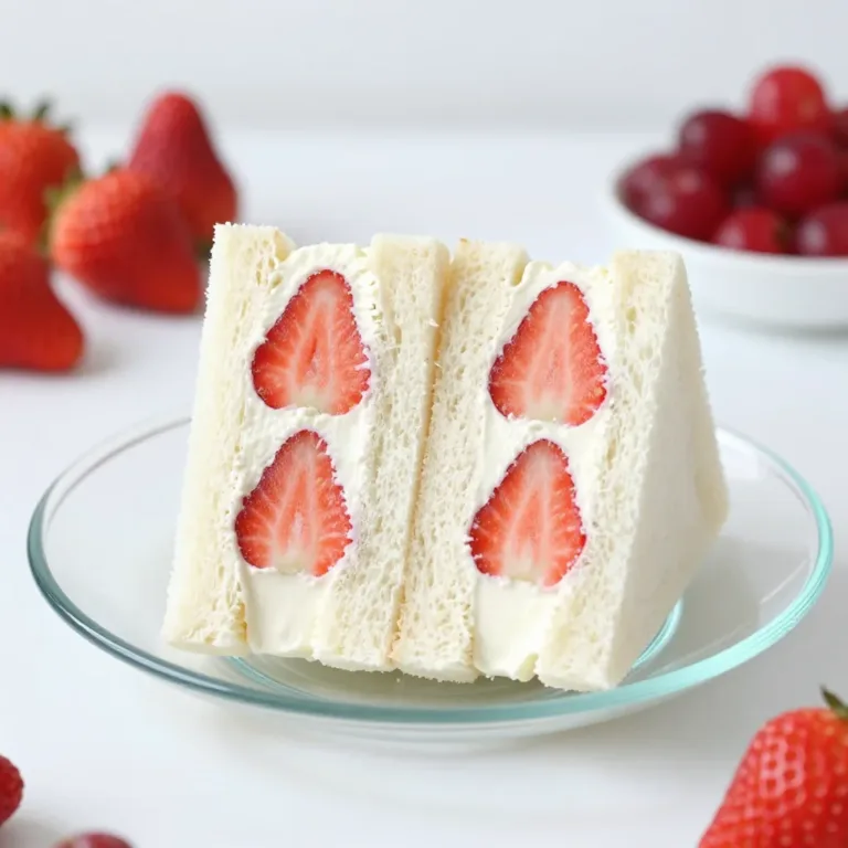 Delicious Japanese strawberry sandwich with fresh strawberries and cream