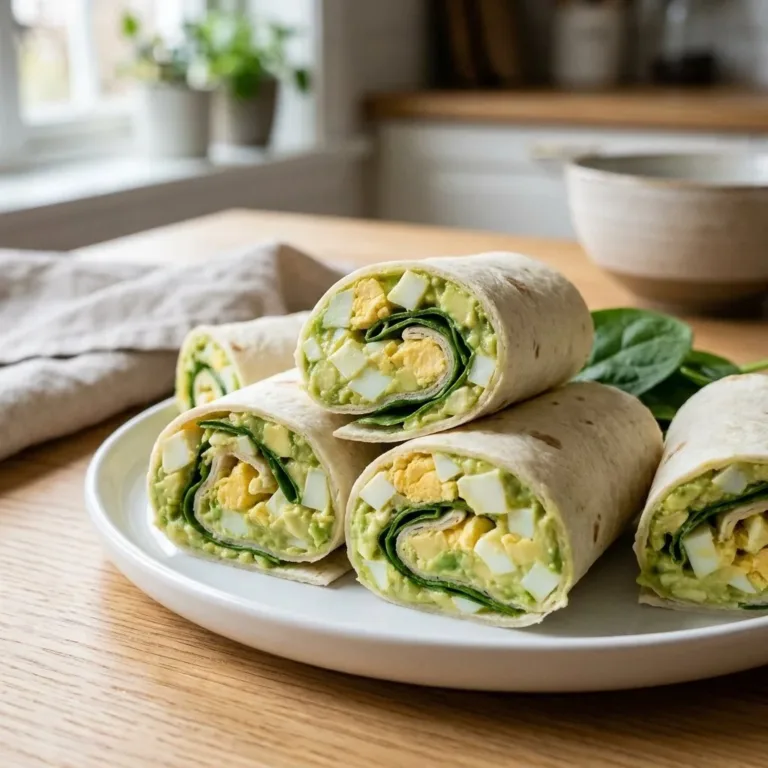 Healthy avocado egg salad roll-ups for meal prep and work lunches.