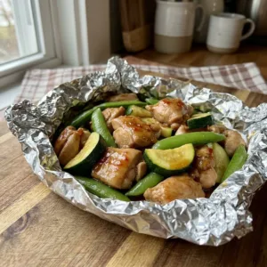 Foil-packet sweet chili chicken ready for an easy and delicious meal