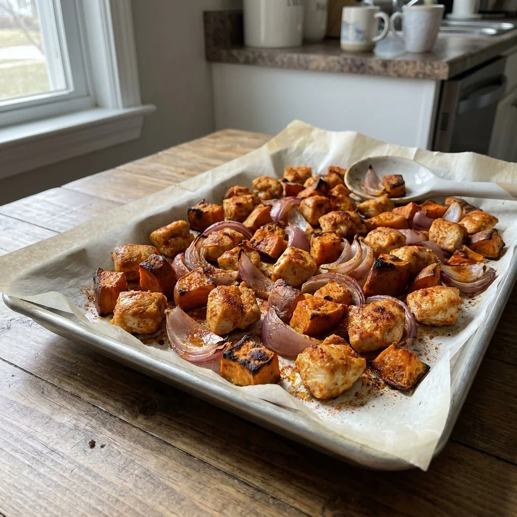 Lazy Sheet Pan Chicken and Sweet Potato for Sunday Prep