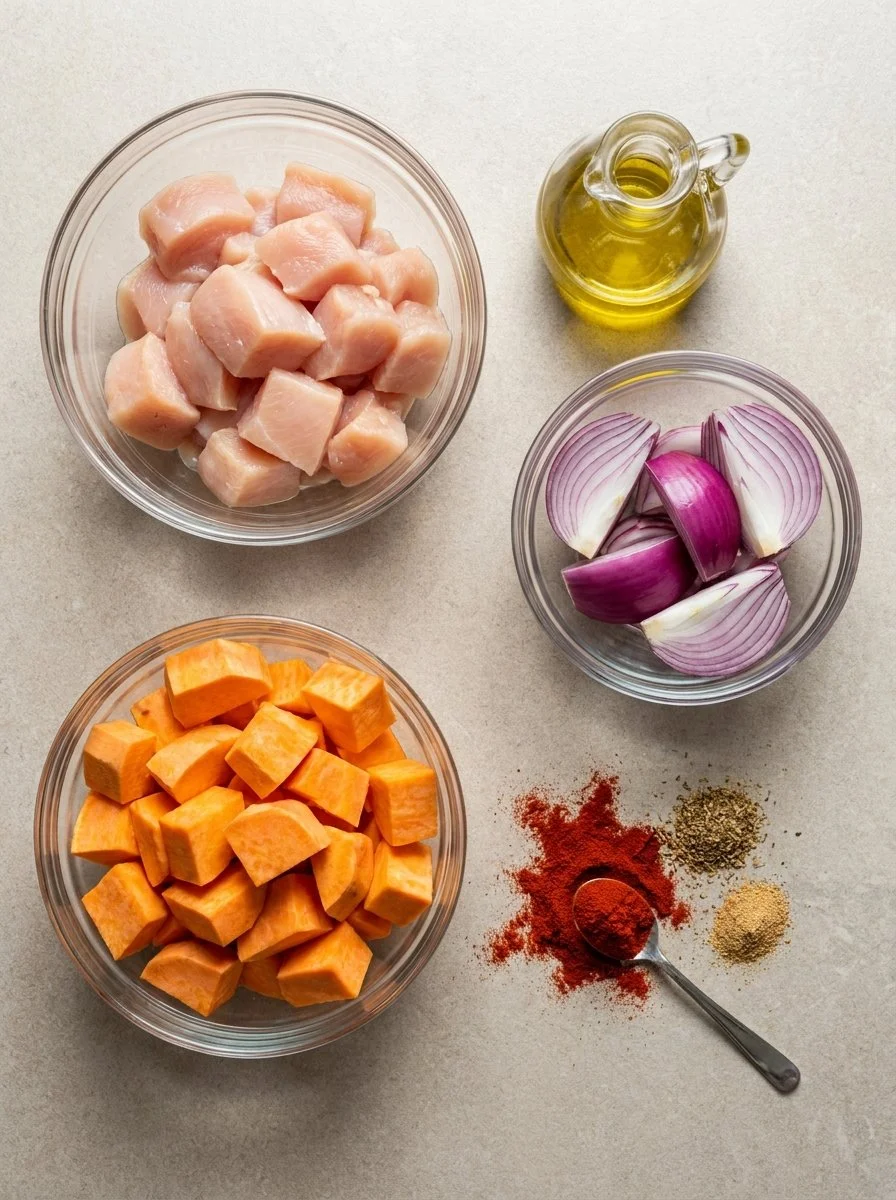 Lazy Sheet Pan Chicken and Sweet Potato for Sunday Prep