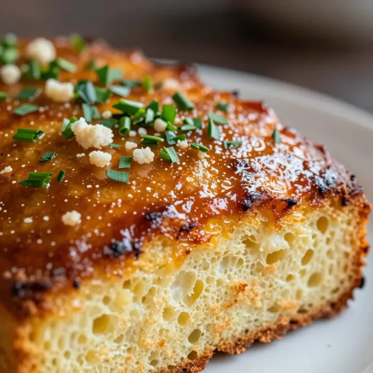 A slice of quick garlic butter Taurus cake on a plate, garnished with herbs.