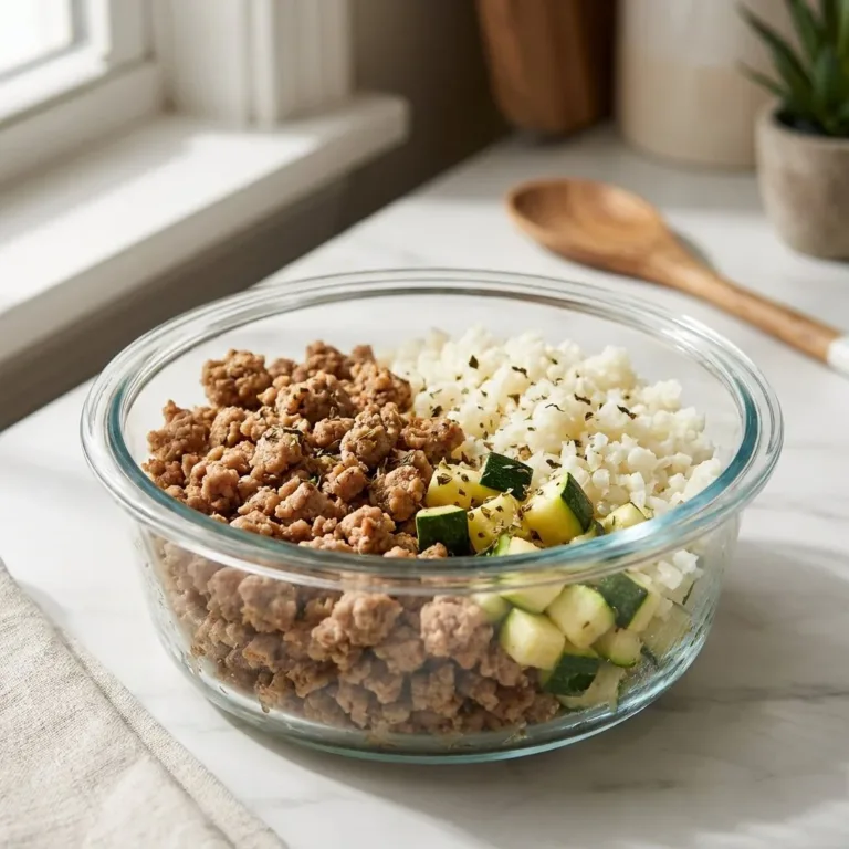 Quick ground turkey and cauliflower rice low-carb meal preparation