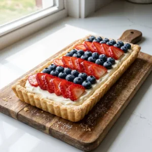 Delicious quick red white and blueberry tart for festive gatherings