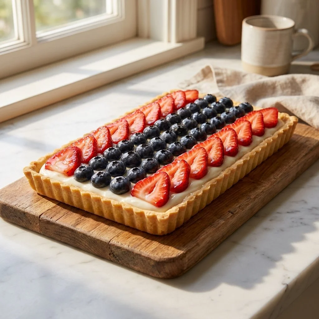 Quick Red White and Blueberry Tart for Patriotic Parties