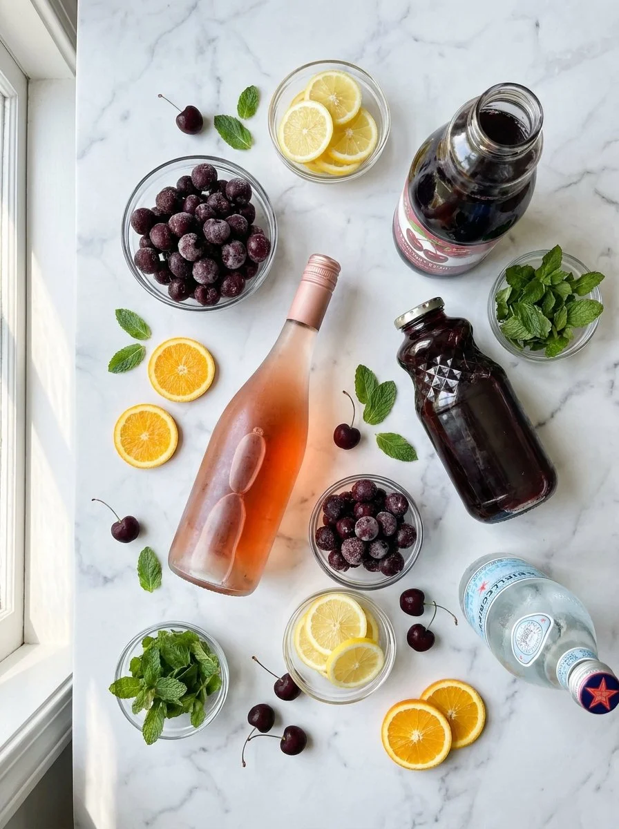 Quick Sparkling Cherry Wine Punch for Adult Cookouts