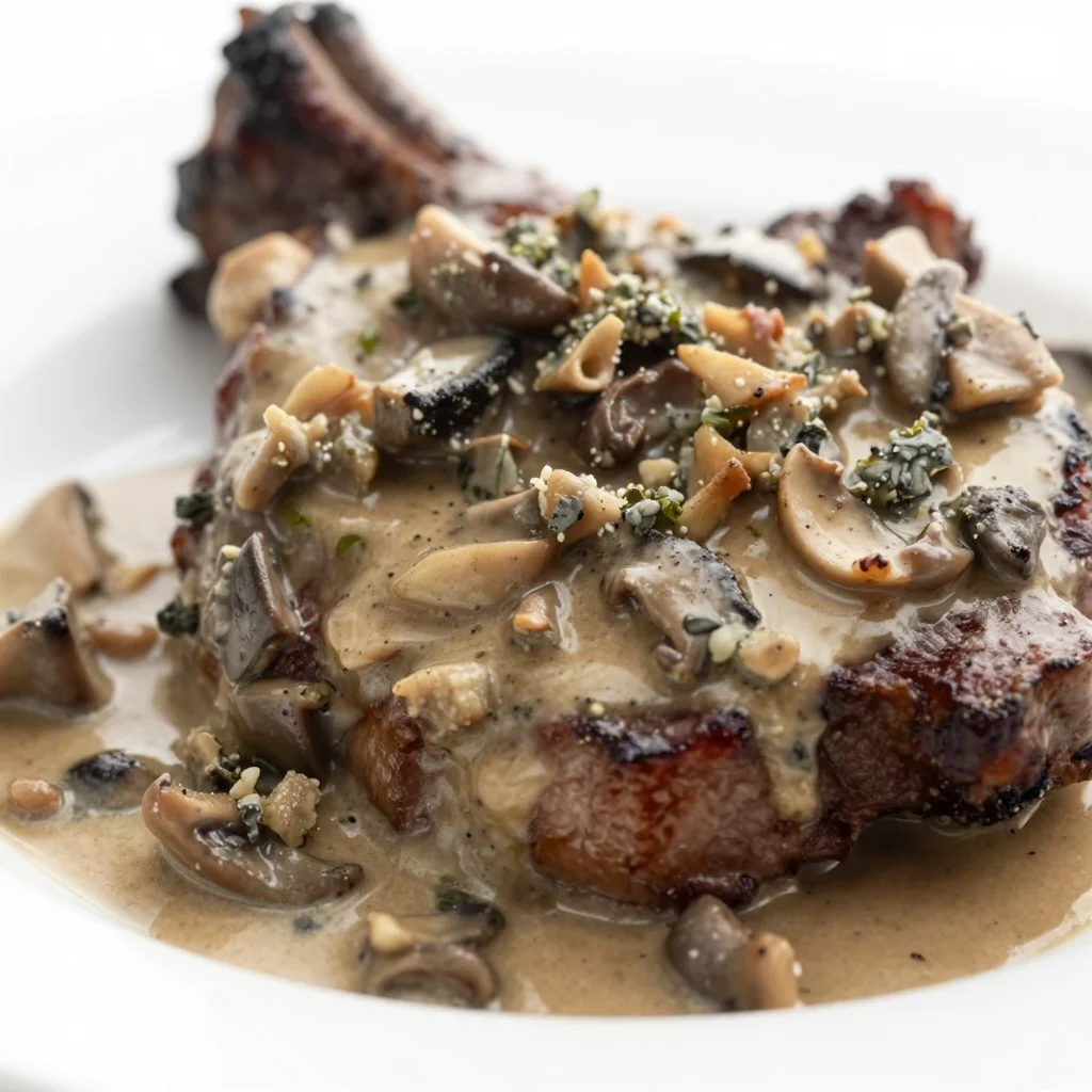 Steak with Creamy Whiskey Mushroom Sauce Recipe