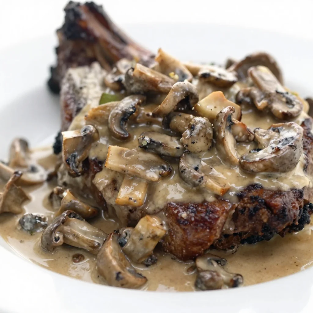 Steak with Creamy Whiskey Mushroom Sauce Recipe