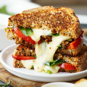 Delicious Havarti Tomato Basil Grilled Cheese sandwich on a plate