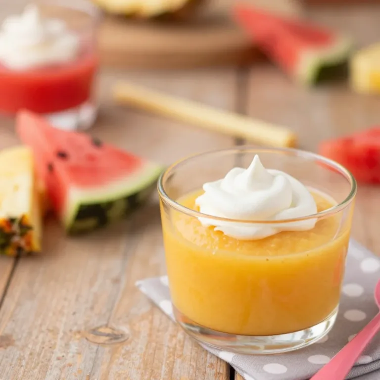 A colorful bowl of healthy gelatin dessert with fresh fruit pieces.