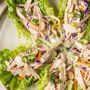 Delicious rotisserie chicken Caesar served in crisp lettuce cups