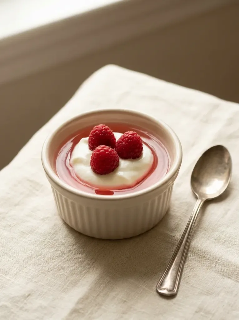 finished dr mindy pelz jello topped with greek yogurt and raspberries