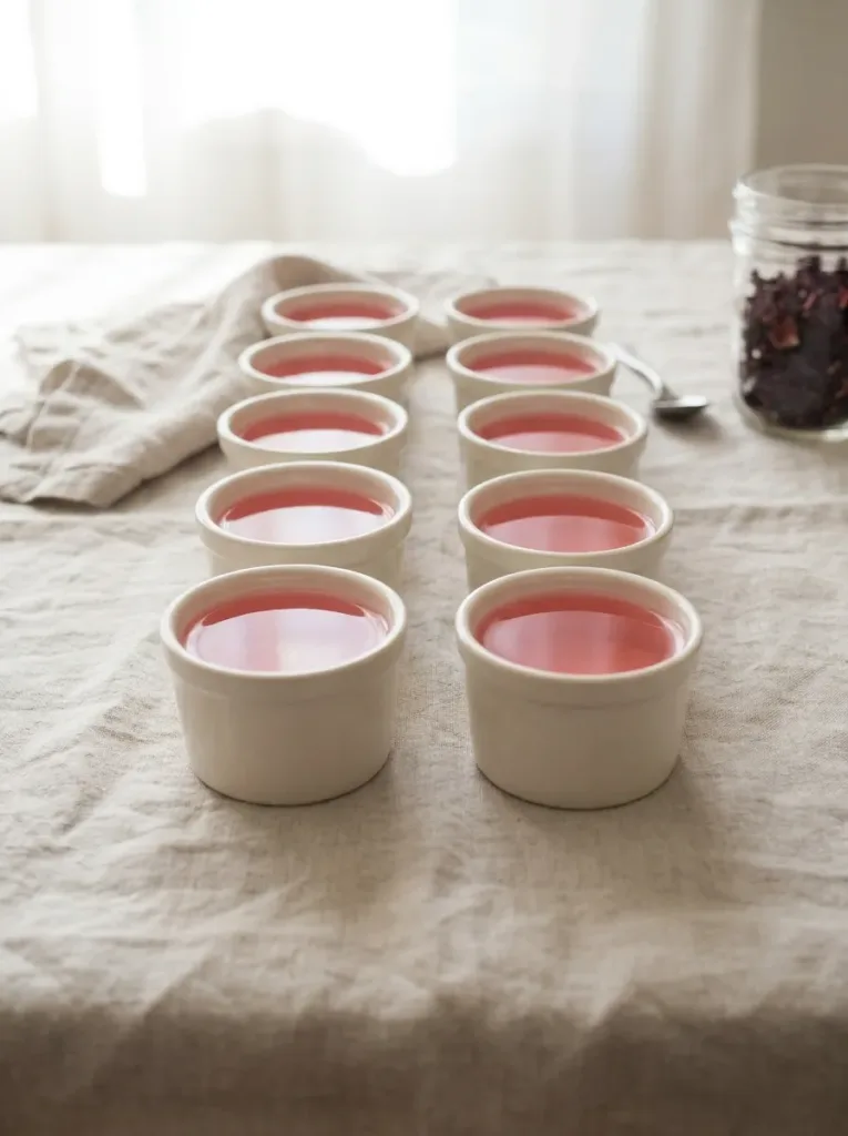 twelve ramekins of dr mindy pelz jello arranged for weekly meal prep