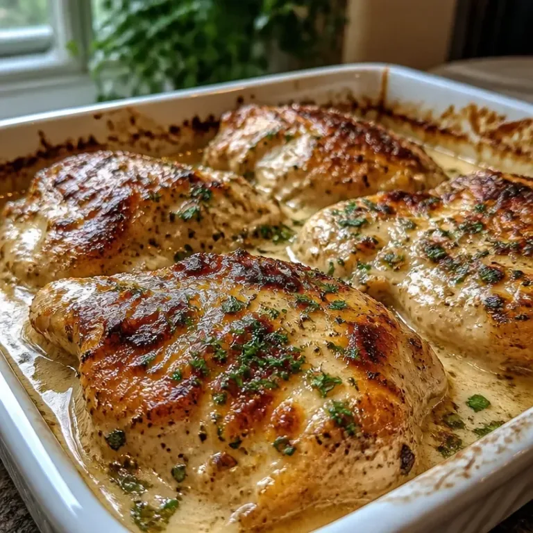 Baked Caesar Chicken garnished with romaine and parmesan cheese