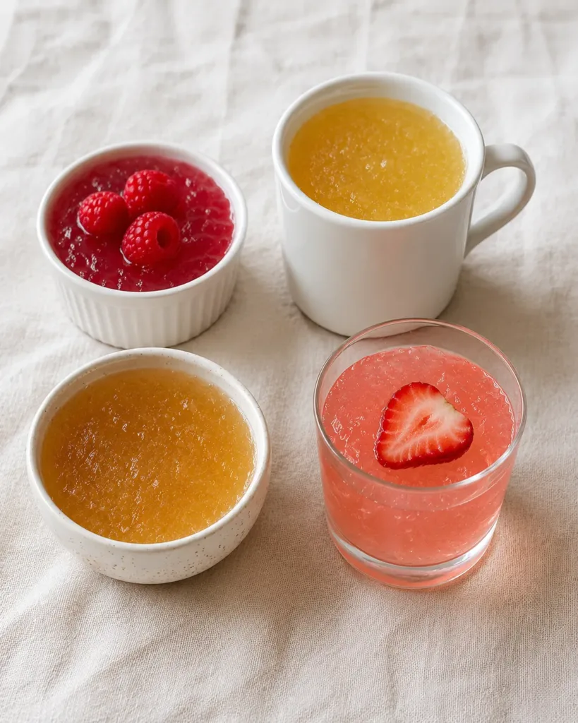all four doctor gelatin recipes in a 2x2 grid layout for comparison