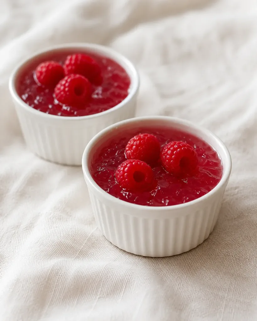 dr mindy pelz pink hibiscus jello in ramekins with raspberries
