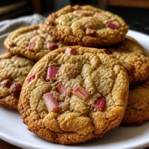 Delicious Brown Sugar Rhubarb Cookies fresh out of the oven
