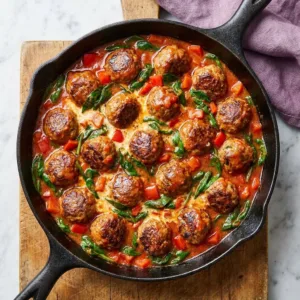 Crockpot Marry Me Meatballs served with pasta and sauce