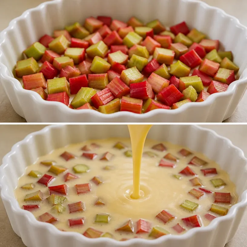 Crustless Rhubarb Custard Pie
