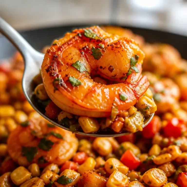 Delicious grilled shrimp served with fresh corn salsa on a platter