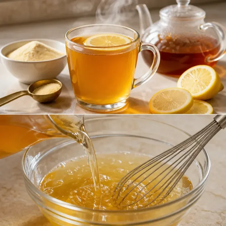 A soothing Gelatin Night Drink served in a cozy home setting for restful sleep.