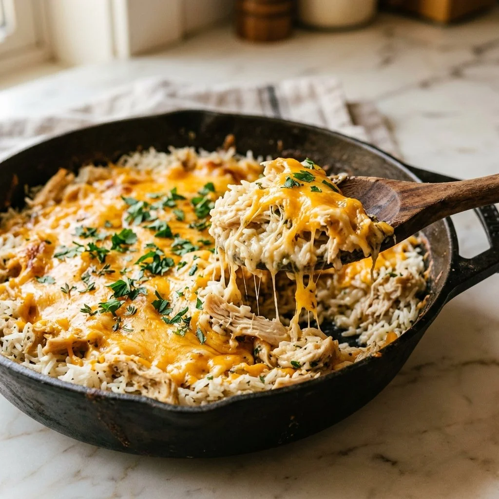 Crockpot chicken and rice dish with fresh ingredients ready to serve