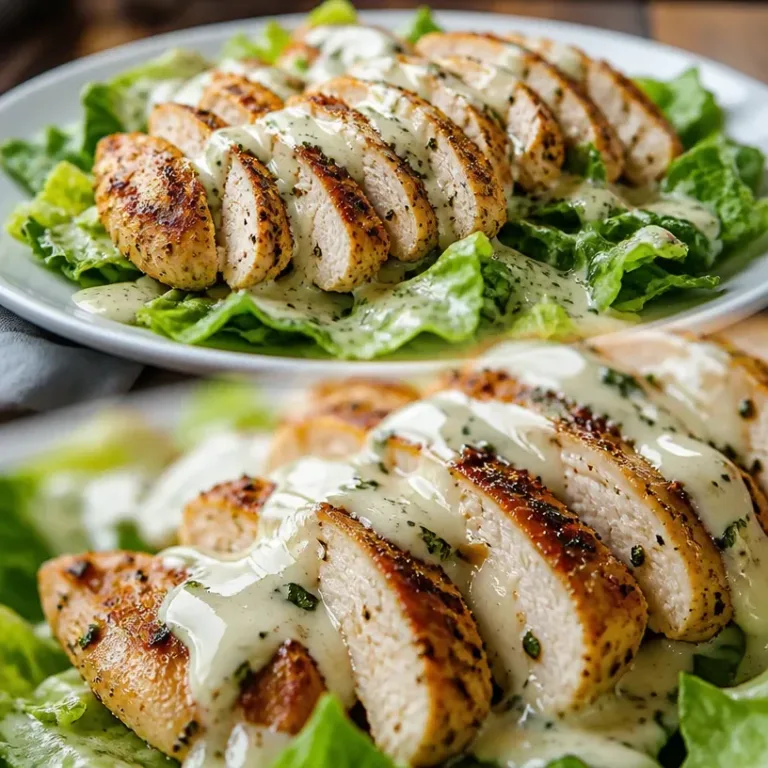 Delicious melt-in-your-mouth Caesar Chicken served with fresh greens.