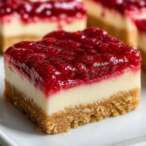 No Bake Rhubarb Cheesecake Squares with fresh rhubarb topping