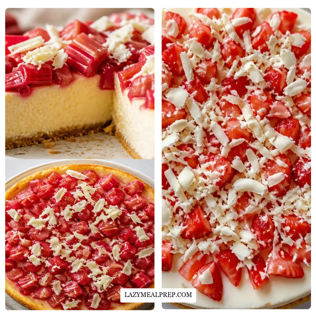 Rich White Chocolate Rhubarb Cheesecake - moanaskitchen