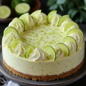 Southern Creamy Cilantro Lime Cheesecake topped with fresh cilantro and lime zest.