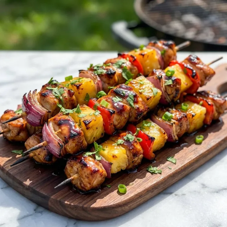 Delicious spicy honey grilled chicken skewers for 4th of July barbecue cookout