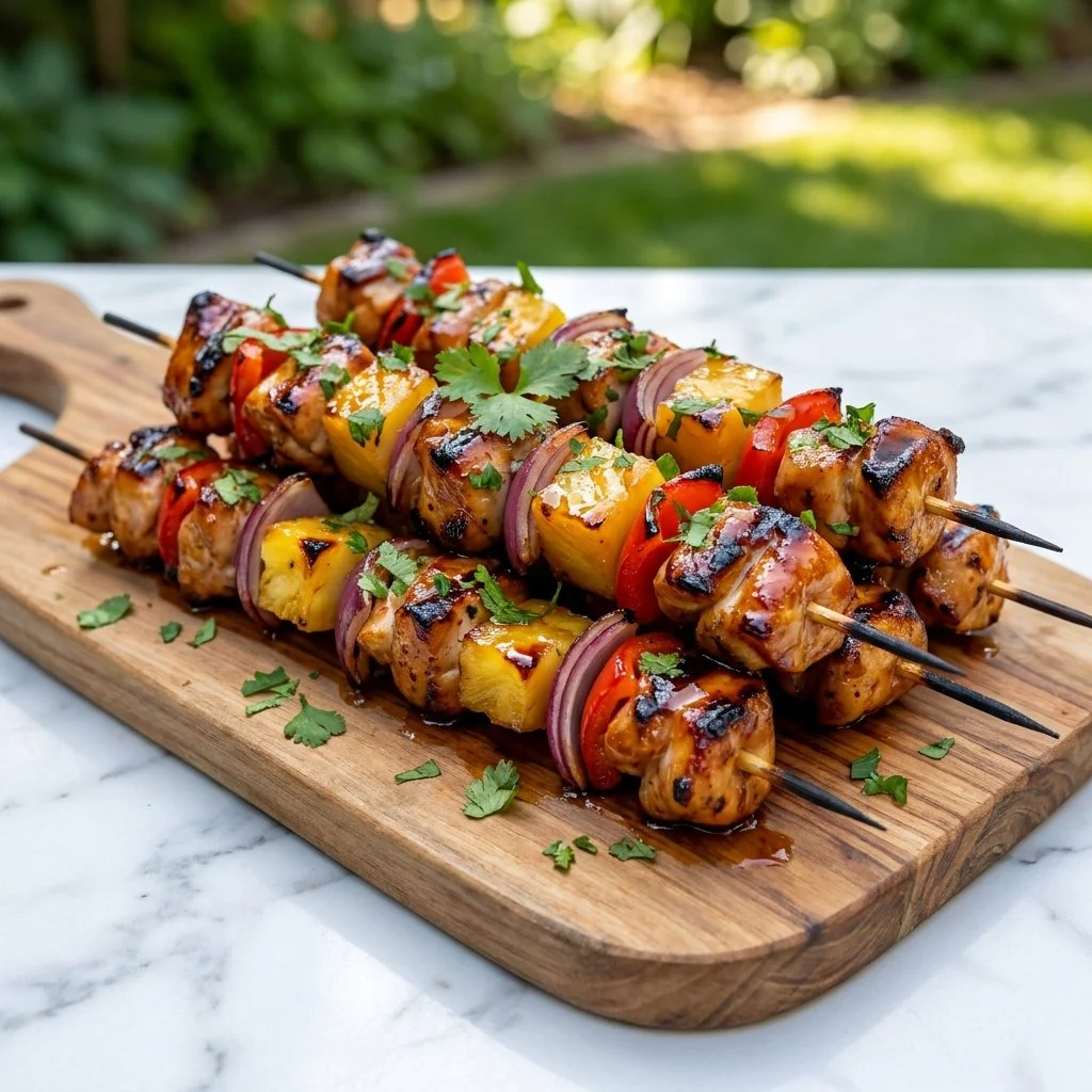 4th of July Spicy Honey Grilled Chicken Skewers